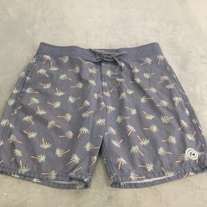Surfcuz Men's Coconut Tree Print 9" Inseam Board Shorts Size 32